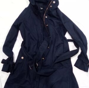 J.crew Women's Navy Hooded Trench Coat